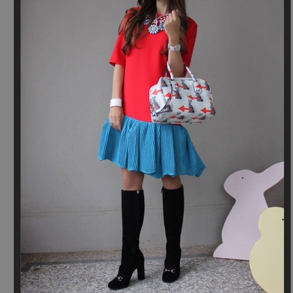 RARE Roksanda Ilincic Suzu Color Block wool Dress Size 10 - Picture 13 of 13